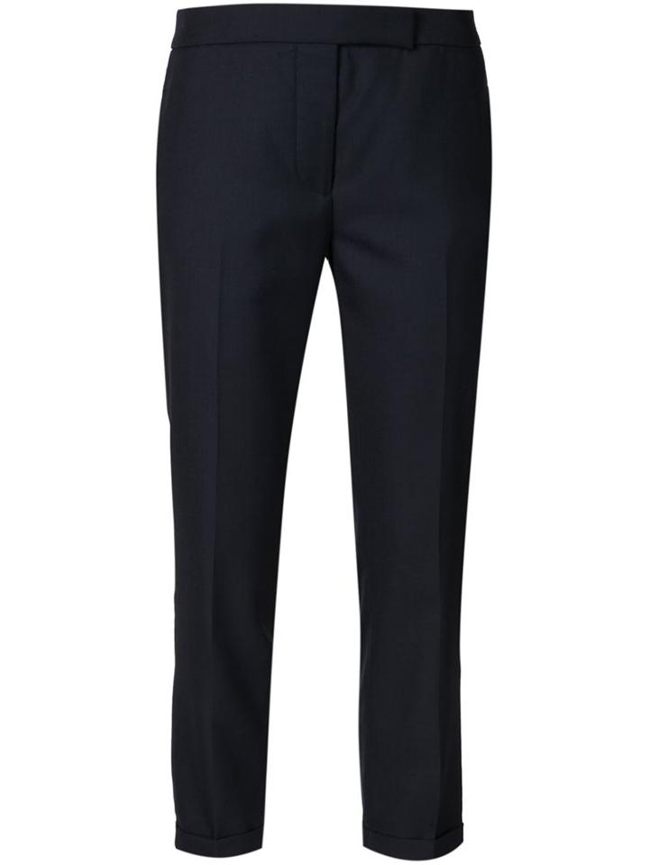 Thom Browne - Cropped Trousers - Women - Wool - 44, Blue, Wool