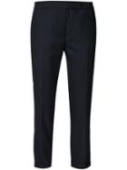 Thom Browne - Cropped Trousers - Women - Wool - 44, Blue, Wool