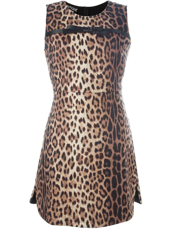 Boutique Moschino Leopard Print Dress, Women's, Size: 46, Brown, Polyamide/wool