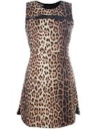 Boutique Moschino Leopard Print Dress, Women's, Size: 46, Brown, Polyamide/wool