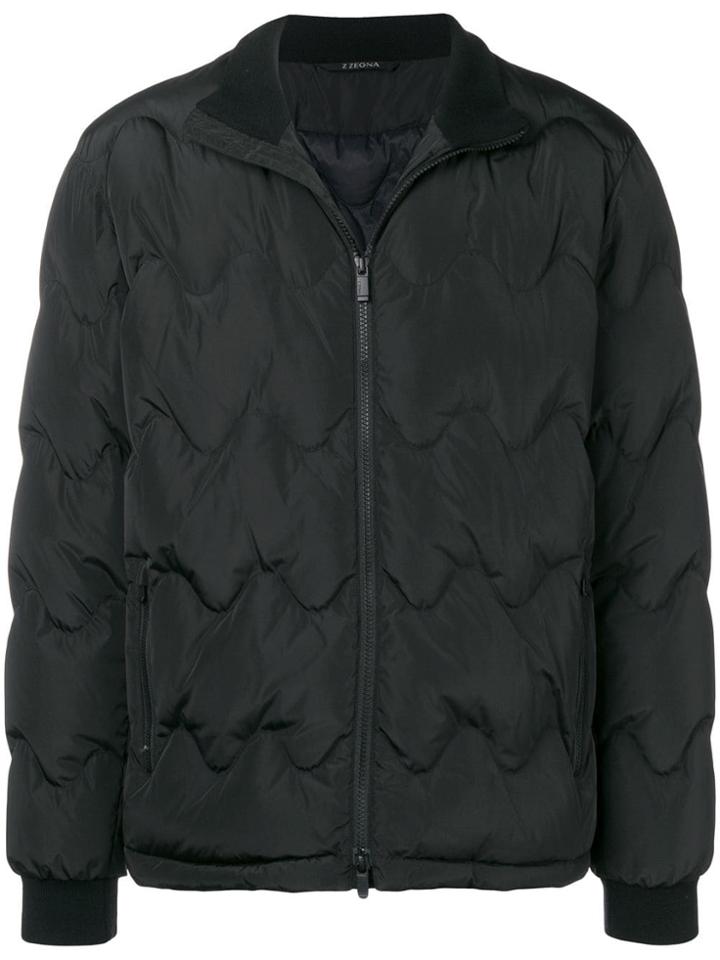 Z Zegna Zipped Padded Jacket - Black