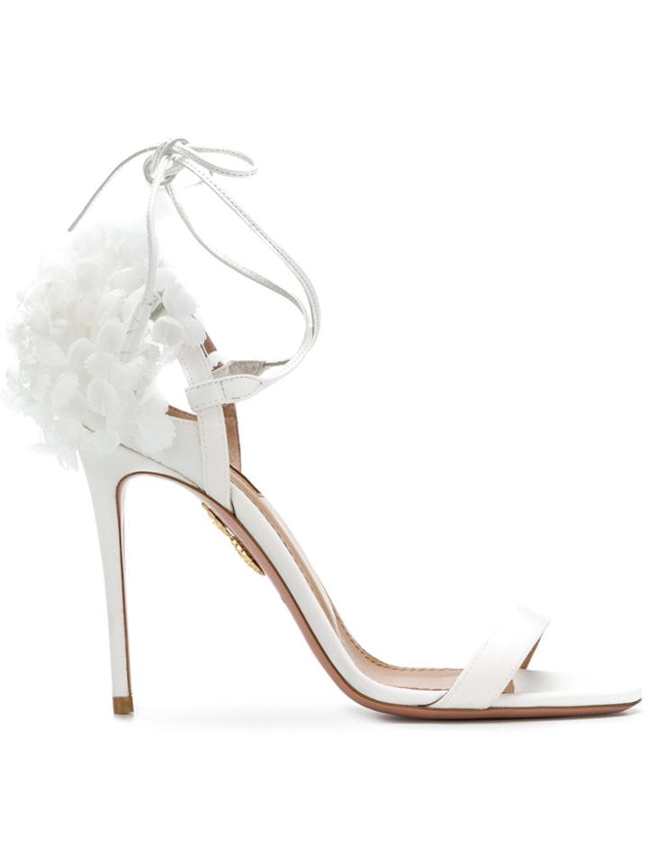 Aquazzura Appliqué Heel Counter Sandals - White