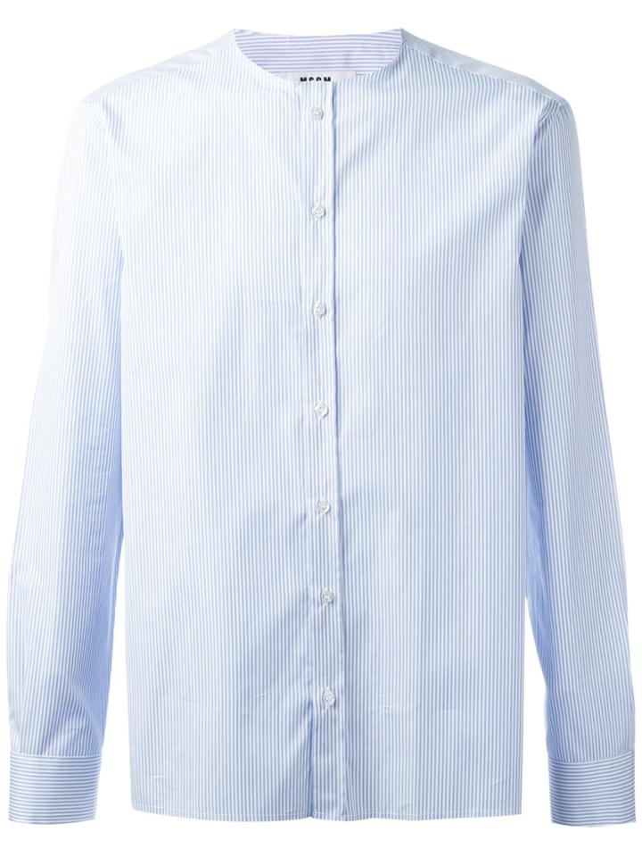 Msgm Band Collar Shirt - Blue