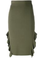 Opening Ceremony - Side Slit Ruffle Skirt - Women - Polyester/spandex/elastane/viscose - S, Green, Polyester/spandex/elastane/viscose