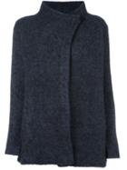 Armani Collezioni High Neck Wrap Style Coat, Women's, Size: 42, Grey, Polyamide/spandex/elastane/mohair/wool