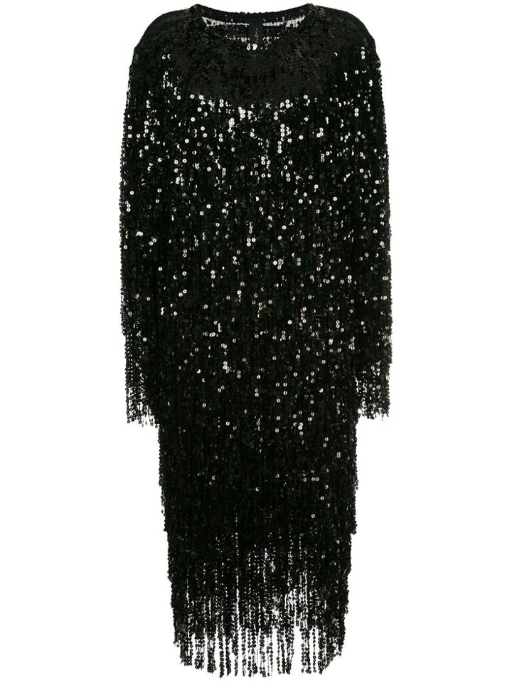 Romance Was Born Razzle Dazzle Fringe Dress - Black