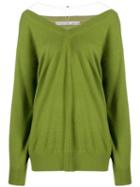 Alexander Wang Knitted V-neck Jumper - Green