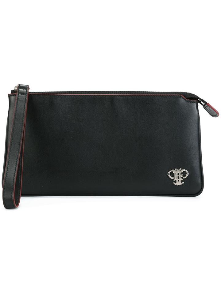 Emilio Pucci Logo Plaque Medium Clutch, Women's, Black