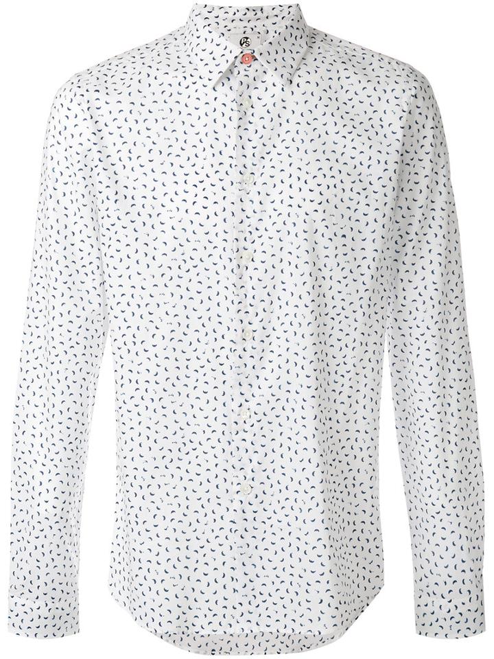 Ps By Paul Smith - Moon Print Shirt - Men - Cotton - S, White, Cotton