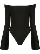 Alix Flared Sleeve Bardot Top, Women's, Size: Large, Black, Cotton/polyester/spandex/elastane