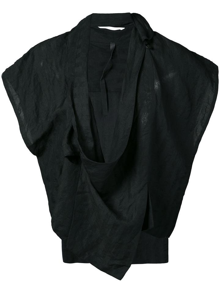 Barbara I Gongini - Sleeveless Wrap Jacket - Women - Linen/flax/modal - 38, Women's, Black, Linen/flax/modal