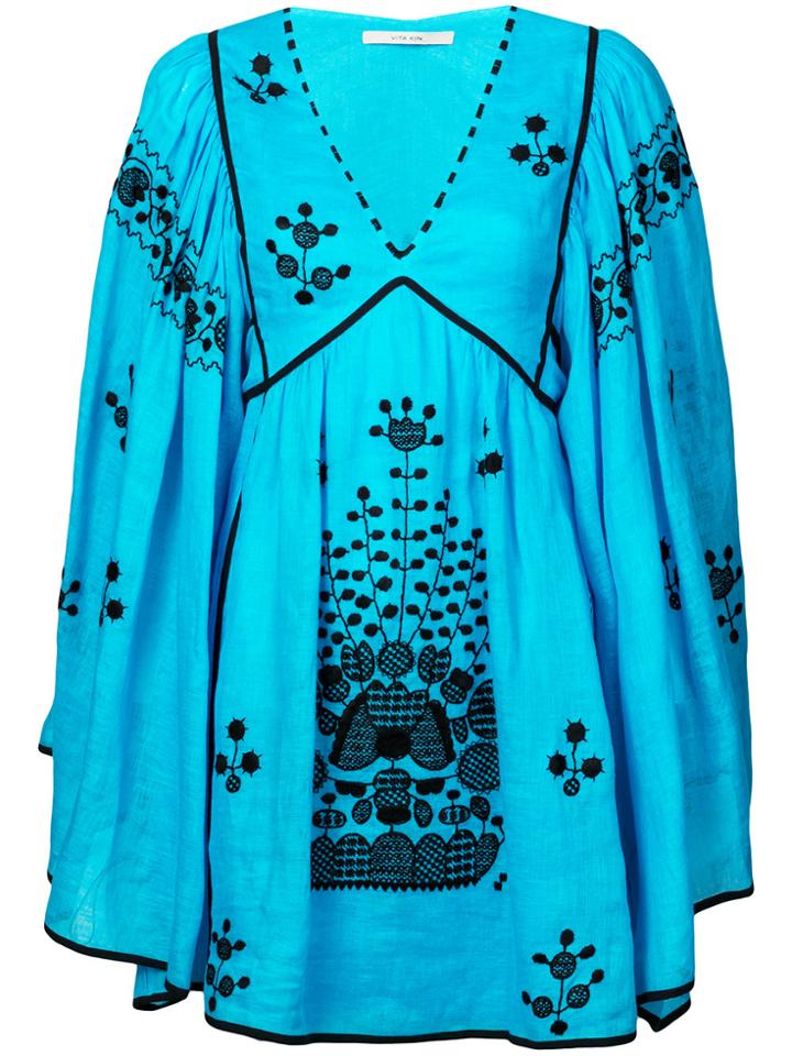 Vita Kin Peacock Motif Mini Dress - Blue