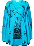 Vita Kin Peacock Motif Mini Dress - Blue