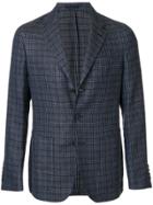Caruso Checked Print Button Up Jacket - Blue