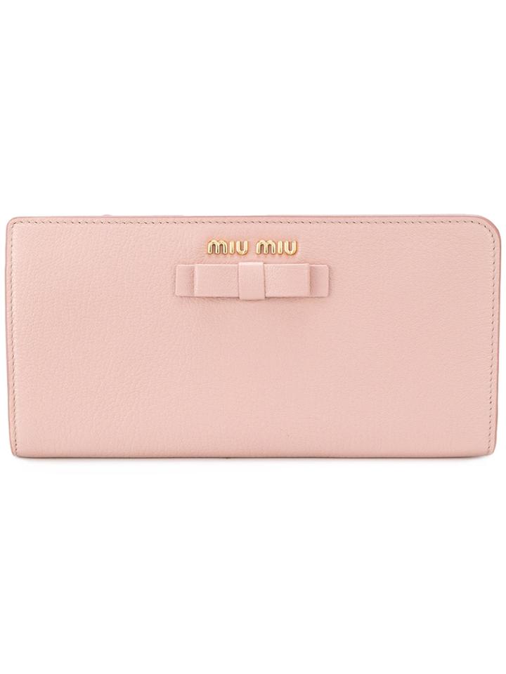 Miu Miu Bow Detail Wallet - Pink & Purple
