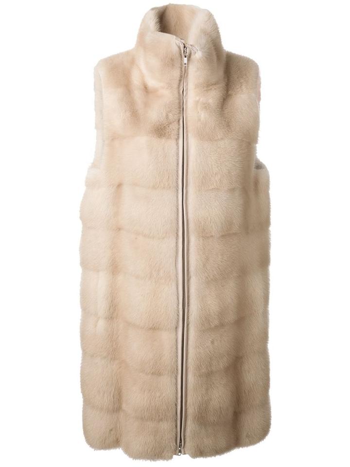Liska Long Fur Gilet, Women's, Size: Small, Nude/neutrals, Mink Fur