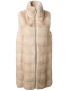 Liska Long Fur Gilet, Women's, Size: Small, Nude/neutrals, Mink Fur