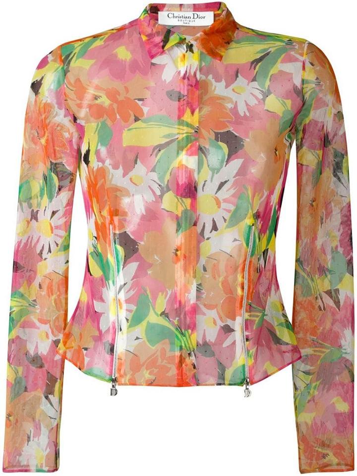 Christian Dior Pre-owned Sheer Floral Print Jacket - Multicolour