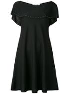 Valentino Ruffled-collar Shift Dress, Women's, Size: Small, Black, Silk/spandex/elastane/viscose