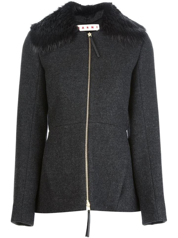 Marni Beaver Fur Trim Jacket