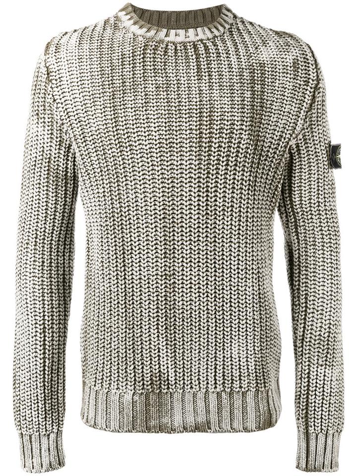 Stone Island Ribbed-knit Jumper, Men's, Size: Medium, Green, Cotton