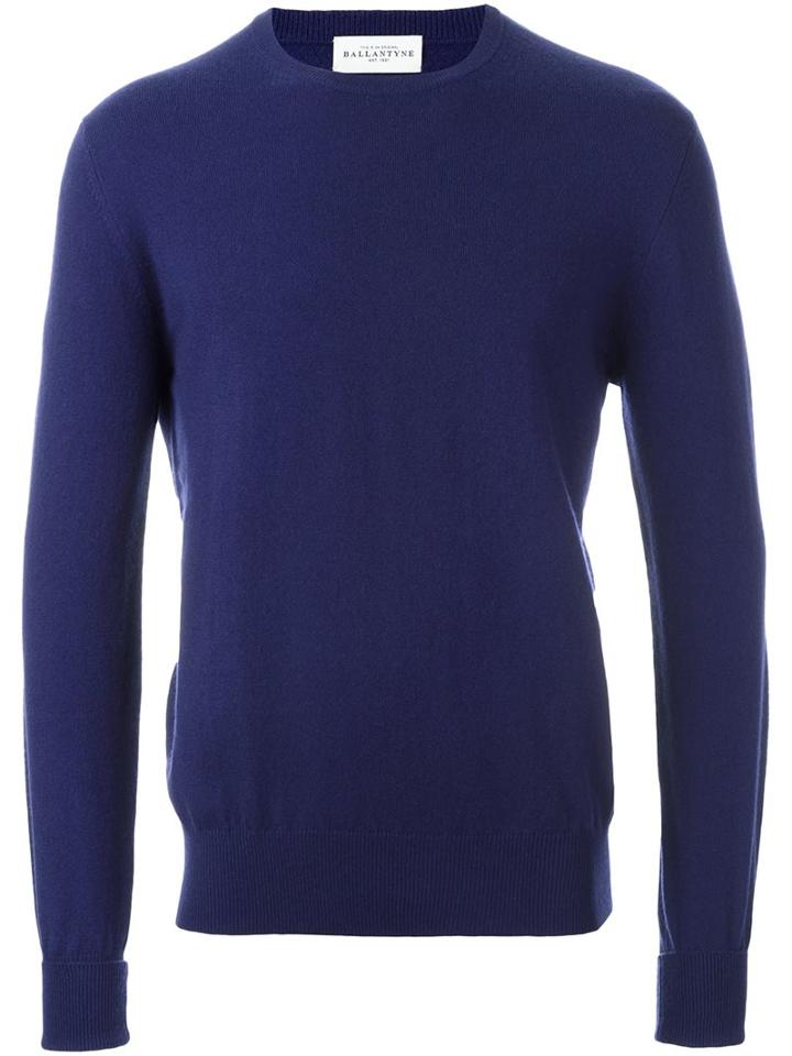 Ballantyne Crew Neck Pullover, Men's, Size: 54, Blue, Cashmere
