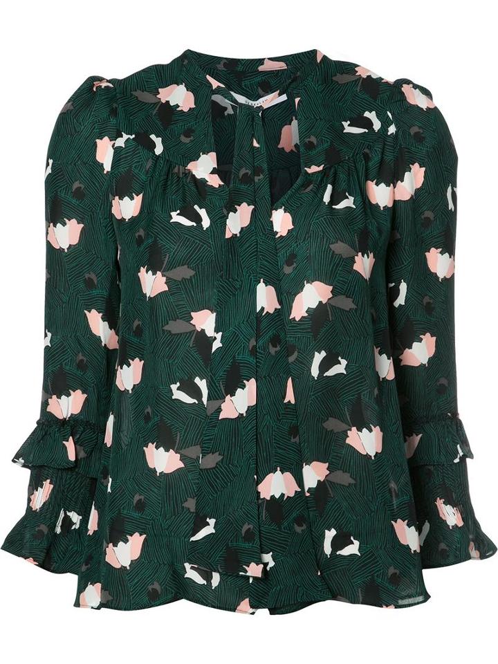 Derek Lam 10 Crosby Floral Print Blouse, Women's, Size: 2, Green, Silk