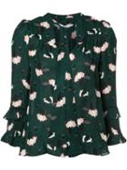 Derek Lam 10 Crosby Floral Print Blouse, Women's, Size: 2, Green, Silk