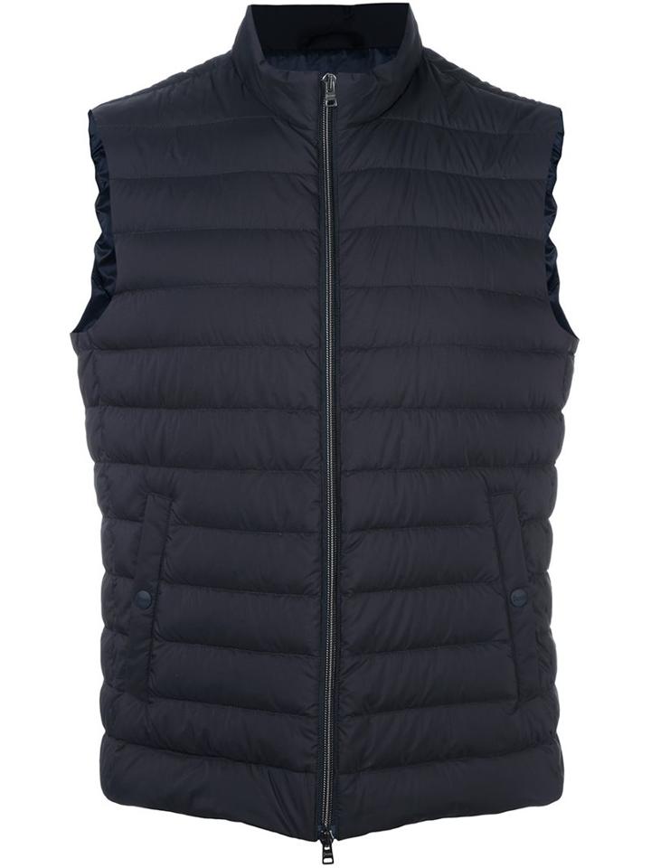 Herno Padded Vest, Men's, Size: 58, Blue, Polyamide/polyurethane/feather Down