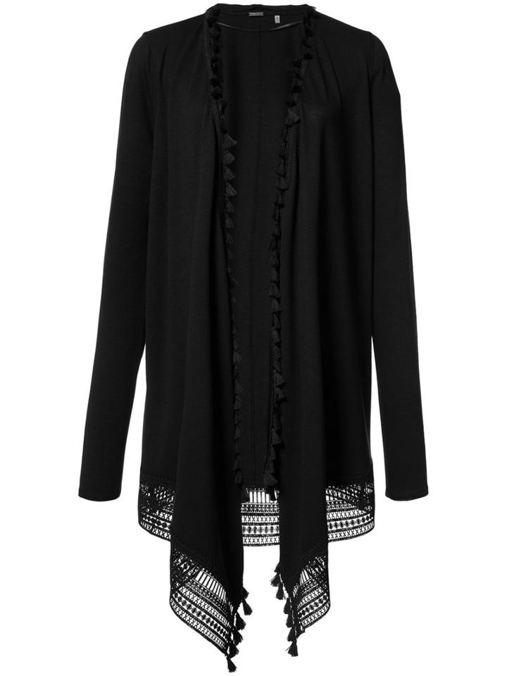 Elie Tahari Tassel Cardigan, Women's, Size: Medium, Black, Polyester/rayon/spandex/elastane