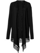 Elie Tahari Tassel Cardigan, Women's, Size: Medium, Black, Polyester/rayon/spandex/elastane