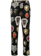 Dolce & Gabbana Sacred Heart Printed Cropped Trousers - Black
