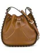 Valentino Garavani Valentino Garavani Rockstud Shoulder Bag, Women's, Brown, Calf Leather/metal