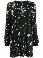 Givenchy Embroidered Logo Floral Print Dress - Black