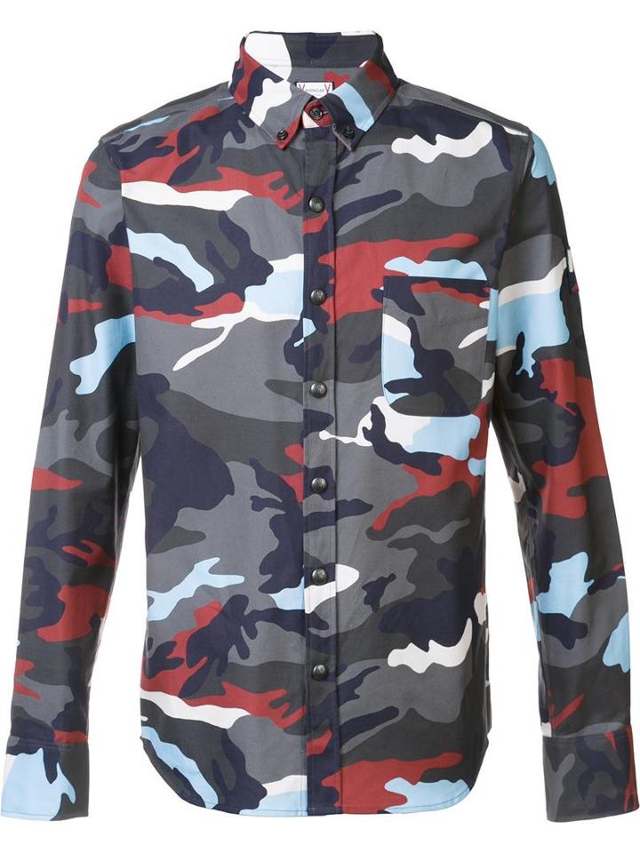 Moncler Camouflage Print Shirt, Men's, Size: 6, Cotton