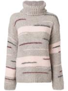 Oneonone Striped Roll Neck Jumper - Neutrals