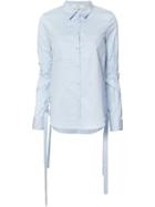Tibi Tied Sleeves Shirt, Women's, Size: 4, Blue, Cotton