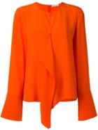 Emilio Pucci Flared Longsleeved Blouse, Women's, Size: 42, Yellow/orange, Silk