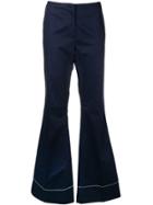 By Malene Birger Stitch Detail Flared Trousers - Blue