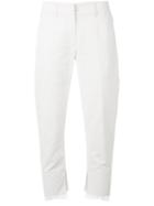 Ann Demeulemeester Cropped Trousers, Women's, Size: 38, White, Cotton/linen/flax/rayon
