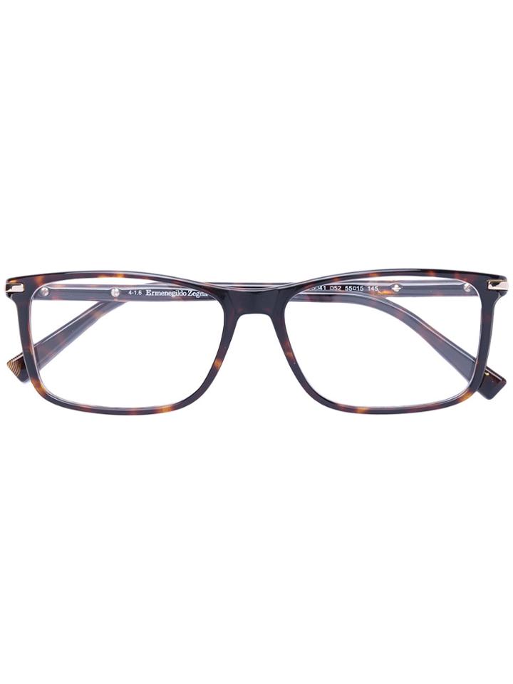 Ermenegildo Zegna Square Frame Glasses - Brown