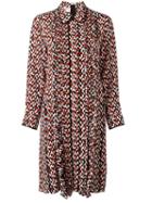 Marni Geometric Frill Trim Dress, Women's, Size: 40, Red, Silk