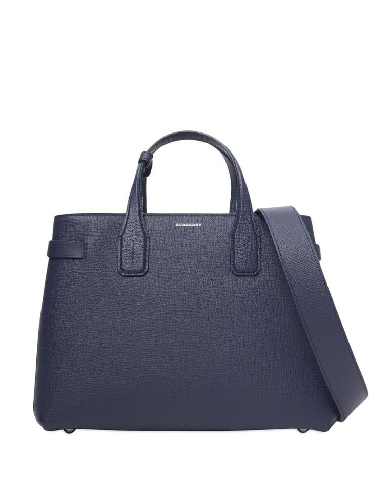 Burberry The Medium Banner In Leather And Vintage Check - Blue