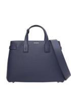 Burberry The Medium Banner In Leather And Vintage Check - Blue