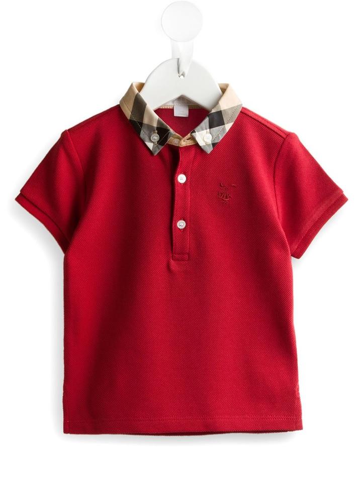 Burberry Kids - Checked Collar Polo Shirt - Kids - Cotton - 12 Mth, Red