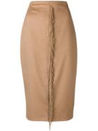 Max Mara Fringed Strip Pencil Skirt - Brown