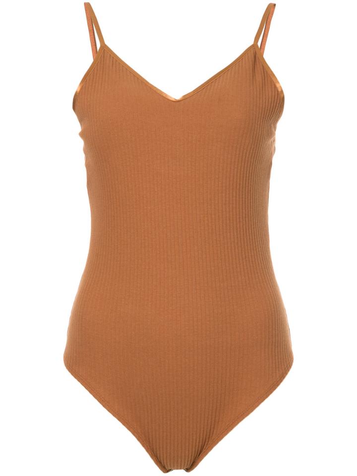 Cityshop Ribbed Sleeveless Body - Brown