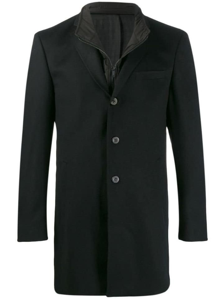 Karl Lagerfeld Layered Single Breasted Coat - Black