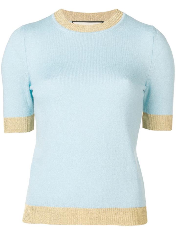 Gucci Lurex Trim Knitted Top - Blue