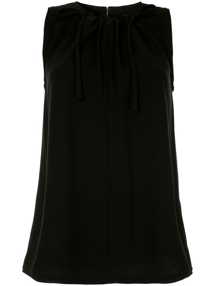 Proenza Schouler Textured Crepe Cinched Tie Top - Black